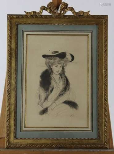 Paul-César HELLEU (1859-1927), Portrait de jeune femme au ch...