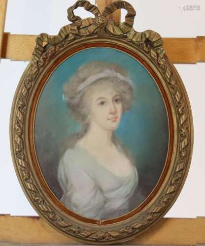 Ecole du XIXe siècle, Portrait en buste d'une jeune femme da...