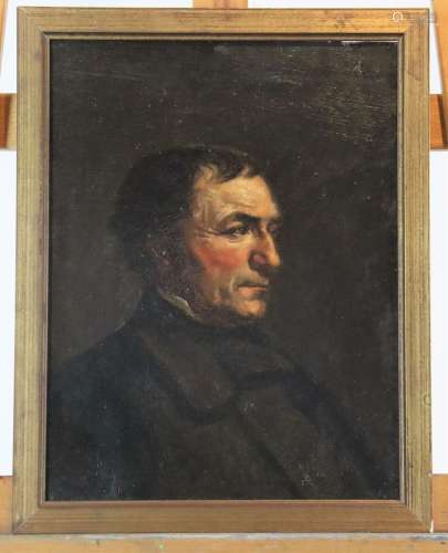 Ecole flamande du XIXe siècle. Portrait d'homme en noir de p...