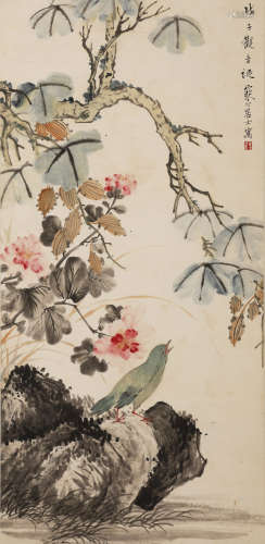 （1904～1963） 江寒汀 1948年作 花鸟 立轴 设色纸本