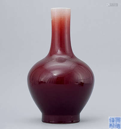 70年代 紅釉天球瓶