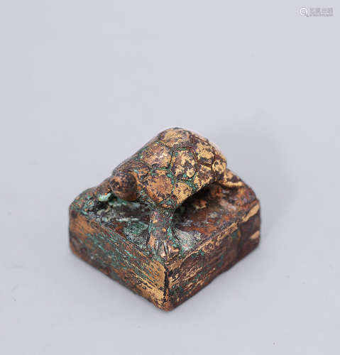漢 銅鎏金龜印