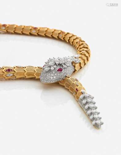 BULGARICollier "Serpenti"En or jaune et gris 18k, ...