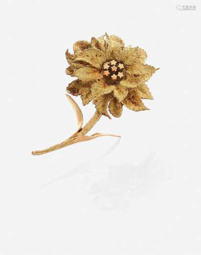 HERMESClip de corsage "fleur"En or jaune 18k, les ...