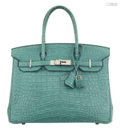 HERMÈS2016Sac BIRKIN 30Alligator mat Malachite (Alligator mi...