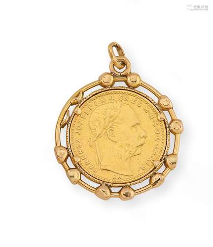 Pendentif en or jaune, orné d’une pièce de 20 Francs Autrich...