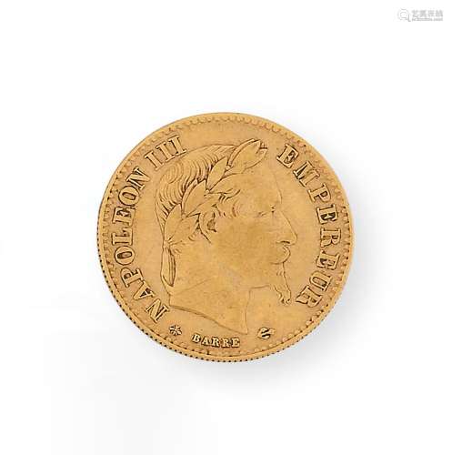 Pièce de 10 Francs Napoléon III en or jaune de 1862. P. 3,2g...