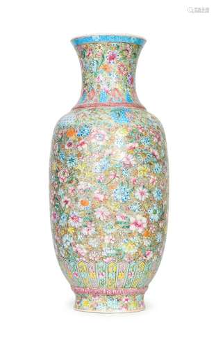 A CHINESE FAMILLE ROSE "MILLE-FLEURS" VASE, REPUBL...