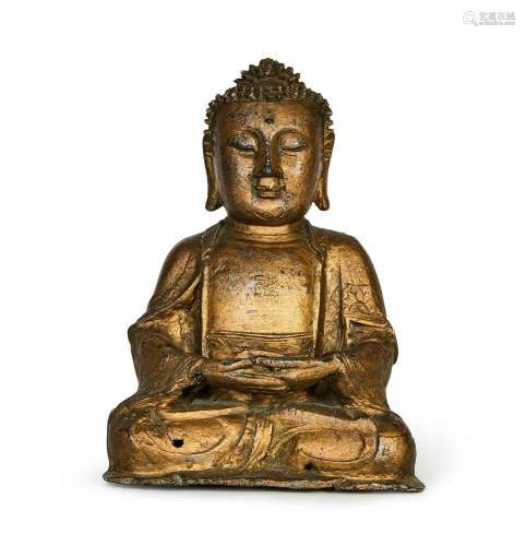 A GILT-BRONZE FIGURE OF BUDDHA, MING DYNASTY (1368-1644)