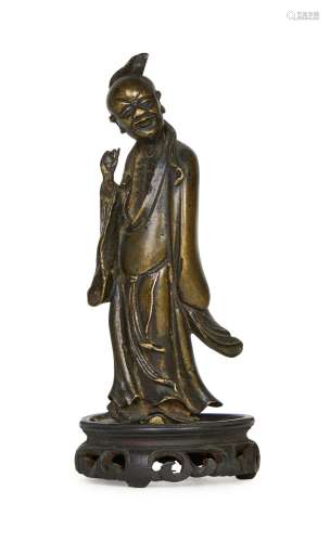 A CHINESE BRONZE FIGURE OF A MALE IMMORTAL, 16TH/17TH CENTUR...