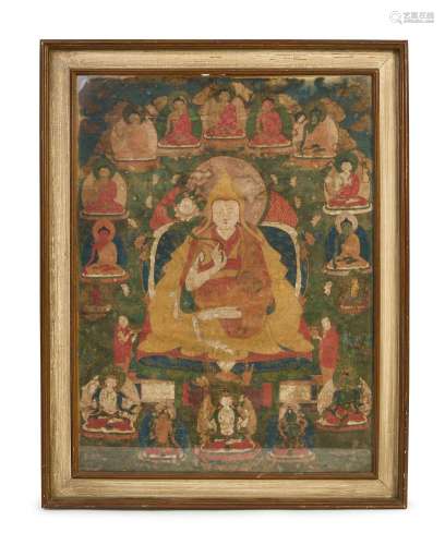 A TIBETAN PAINTING OF JE TSONGKHAPA, 17TH/18TH CENTURY