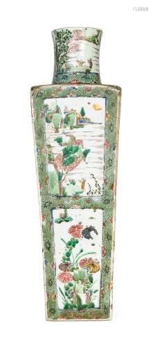 A LARGE FAMILLE VERTE QUADRANGULAR VASE KANGXI PERIOD (1662-...