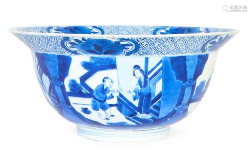 A CHINESE BLUE & WHITE FIGURAL BOWL, KANGXI PERIOD (1662...