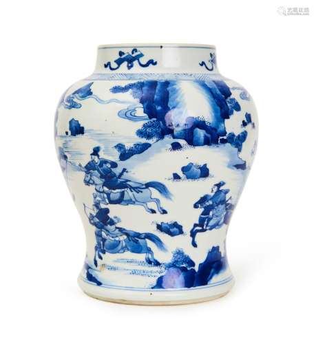 A CHINESE BLUE & WHITE JAR, QING DYNASTY (1644-1911)