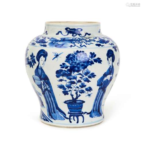 A CHINESE BLUE & WHITE JAR, QING DYNASTY (1644-1911)