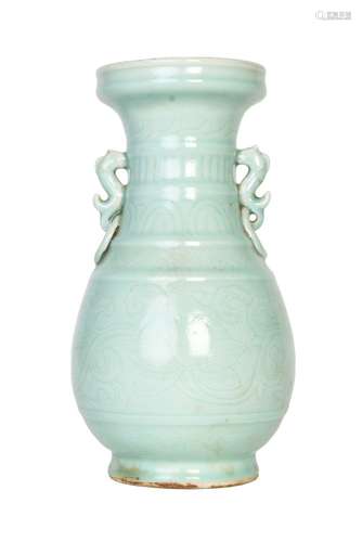 A CHINESE CELADON-GROUND VASE, QING DYNASTY (1644-1911)