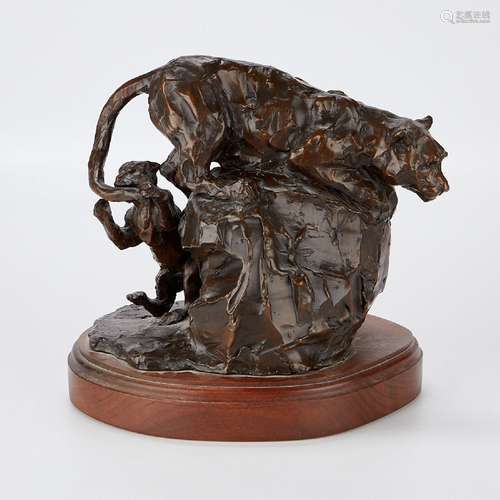 Joffa Kerr Cougar & Cub Bronze Sculpture