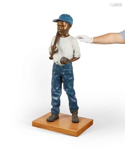 Ramon Parmenter Baseball Boy Bronze Sculpture