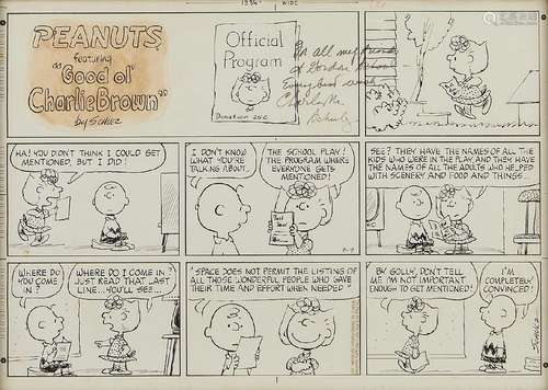 Original Peanuts Comic Strip Charles Schulz 1973