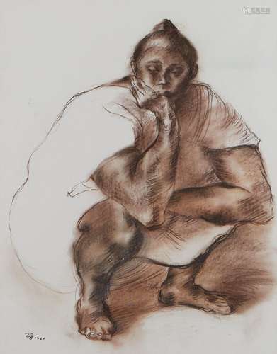 Francisco Zuniga Charcoal & Pencil Drawing 1964