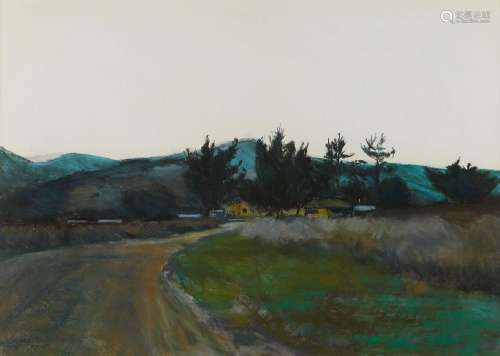 Robert McKibbin Distant Blue Hills Pastel Drawing