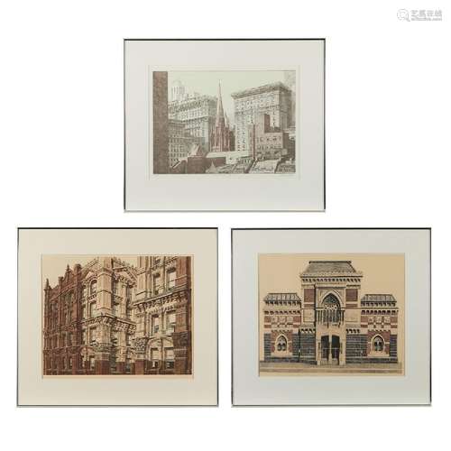 3 Richard Haas Lithographs Buildings