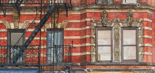 Richard Britell "406 East 9th Street" Oil on Wood