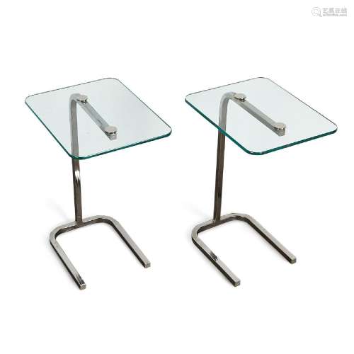 Pair Cantilever End Tables Style of Marcel Breuer