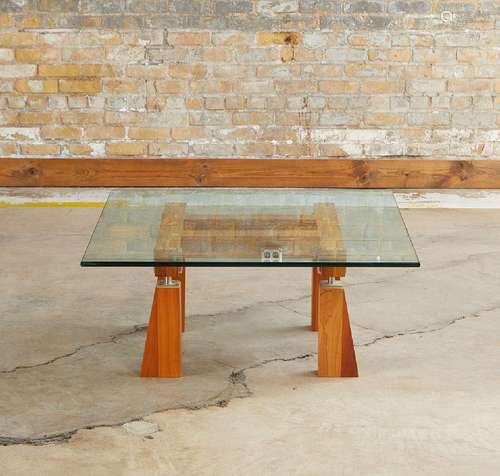 Postmodern Style Cherry Wood Coffee Table