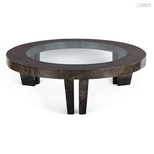 Jimeco Modern Goatskin & Glass Coffee Table