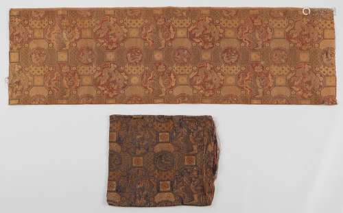 2 Panels Chinese Qing Nanking Brocade Fabric