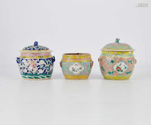 3 Chinese Straits Peranakan Ware Porcelain Vessels