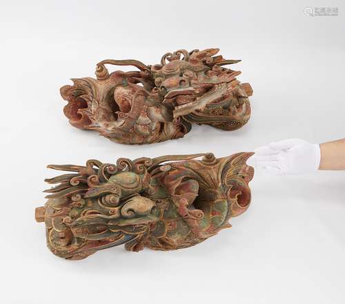 Pair Qing Architectural Roof Tiles - Dragon Fish