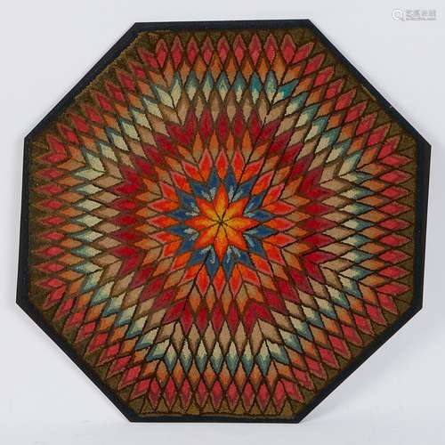 Framed 19th c. Starburst Hook Rug