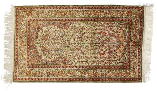 20th c. Persian Qum Silk Rug 5'6" x 3'