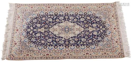 Silk, Wool, and Cotton Carpet Rug 7'8" x 4'2"