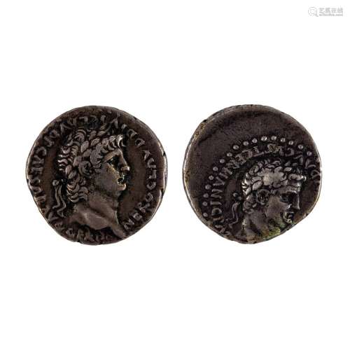 Divus Claudius & Nero Silver Didrachm Coin