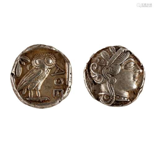 Ancient Silver Greek Athena Tetradrachm Coin