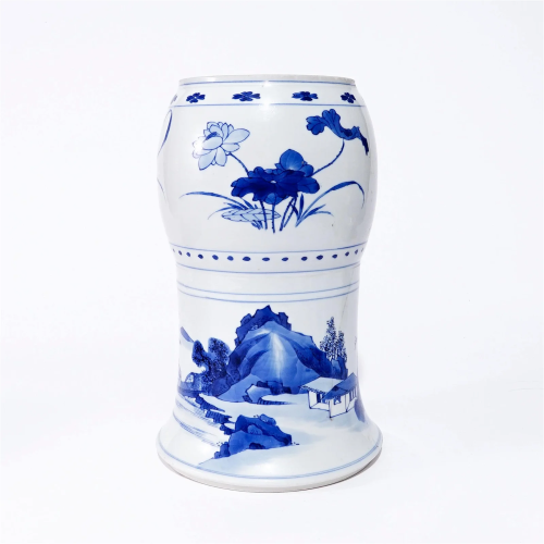 A underglaze blue vase with figures and landscapes in the Qi...