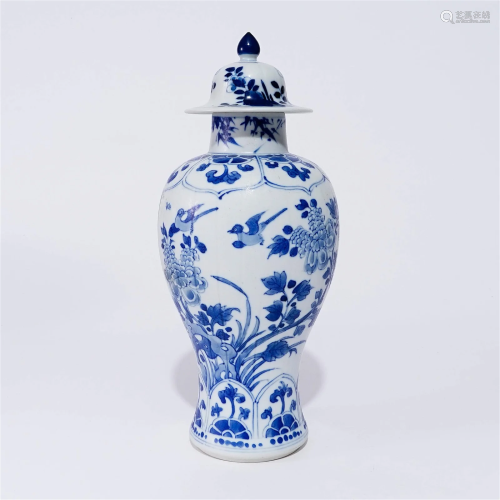 A underglaze blue vase in the Qing Dynasty