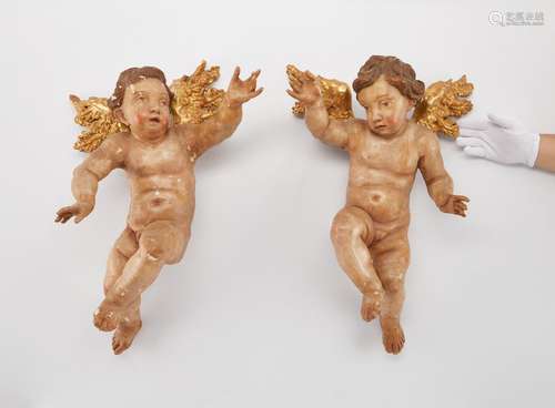 Pr Lrg 18th/19th c. Continental Wooden Angels