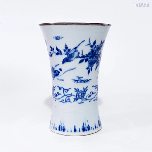 A underglaze blue vase with flower and bird patterns  in the...