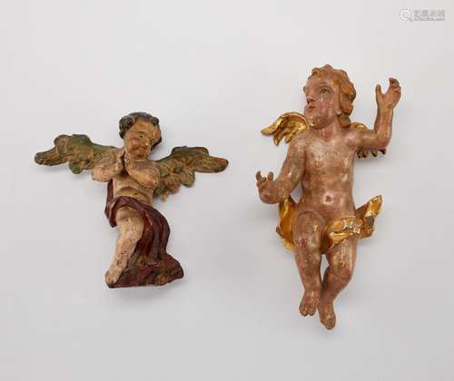 Pair of 19th c. Carved & Gessoed Wooden Angels