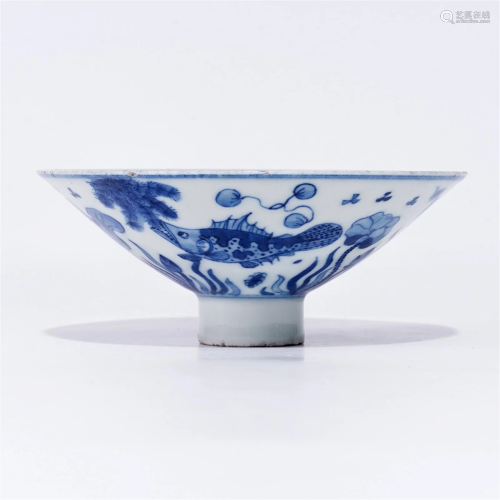 A cup with fish pattern in the Kangxi period of the Qing Dyn...