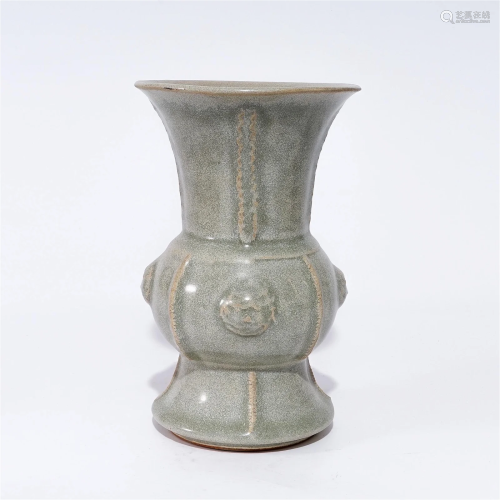 A  Longquan ware vase with animal patterns in the Yuan Dynas...