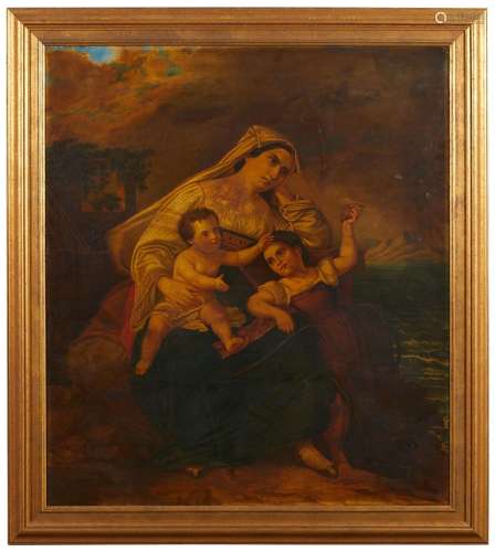 Oil on Canvas Mother & Children Painting
