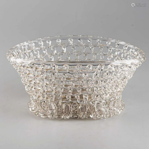 A 'LIEGE A TRAFORATO' OPENWORK GLASS BASKET