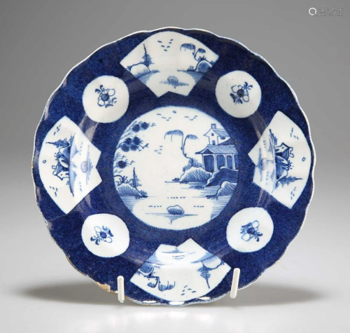A BOW BLUE AND WHITE PLATE, CIRCA 1755