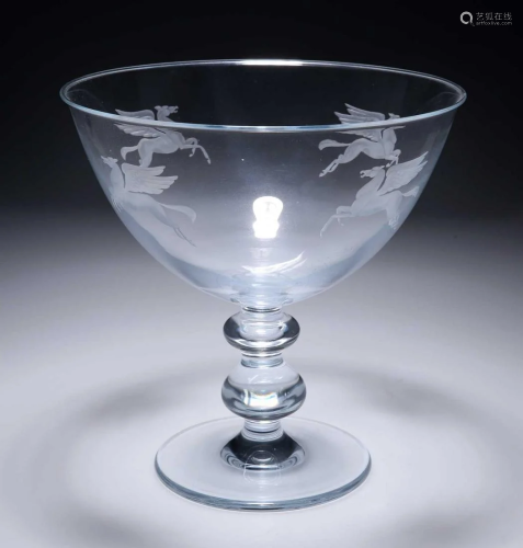 AN ETCHED PEDESTAL BOWL