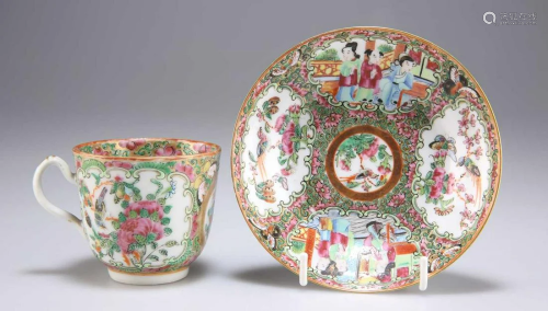 A 19TH CENTURY CHINESE FAMILLE ROSE CUP AND SAUCER